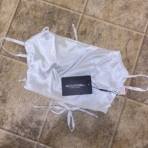 Satin pretty little thing tie up crop top